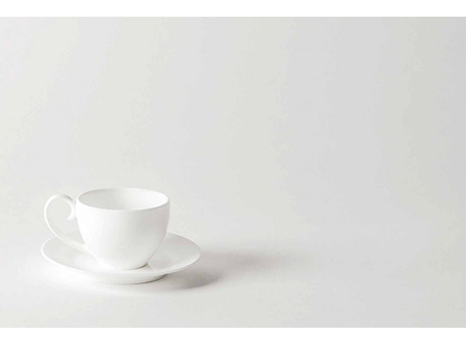Kompletter Service für Kaffeetassen 21 Stück aus weißem Porzellan - Samantha Viadurini