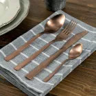 Komplettes Besteckset in schwarzem Stahl- oder Kupferdesign 24-teilig - Fayette Viadurini