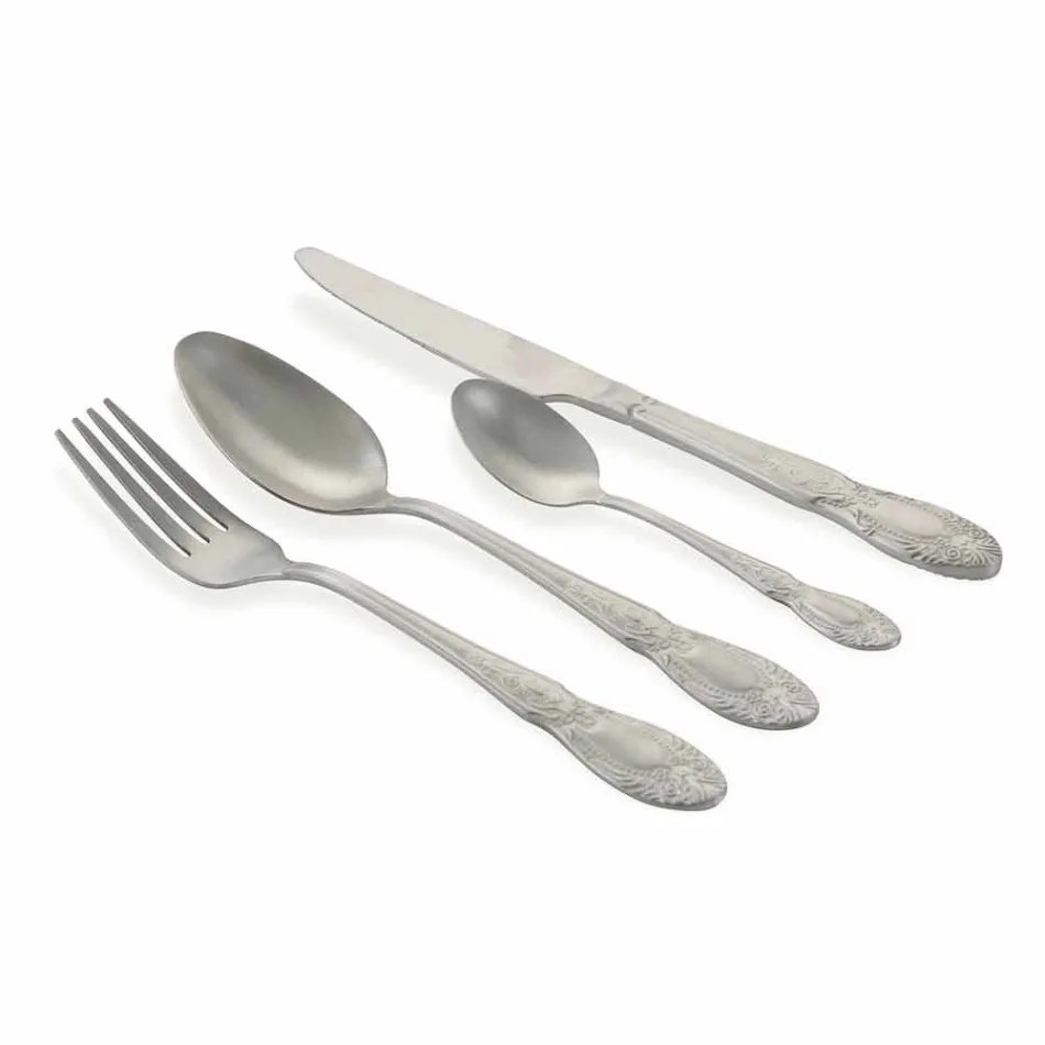 Full-Service-Besteck in Satin Stahl Design 24 Stück - Fantasiapos1 Viadurini