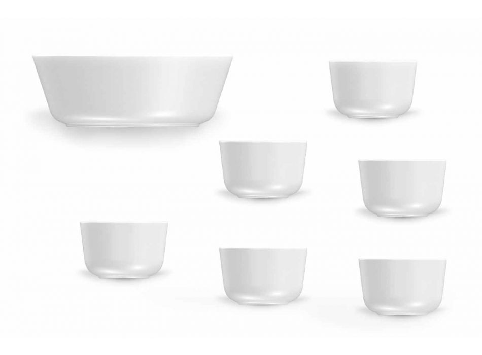 Modernes Design Weiße Porzellantassen und Schalen Set 7 Stück - Arktis Viadurini