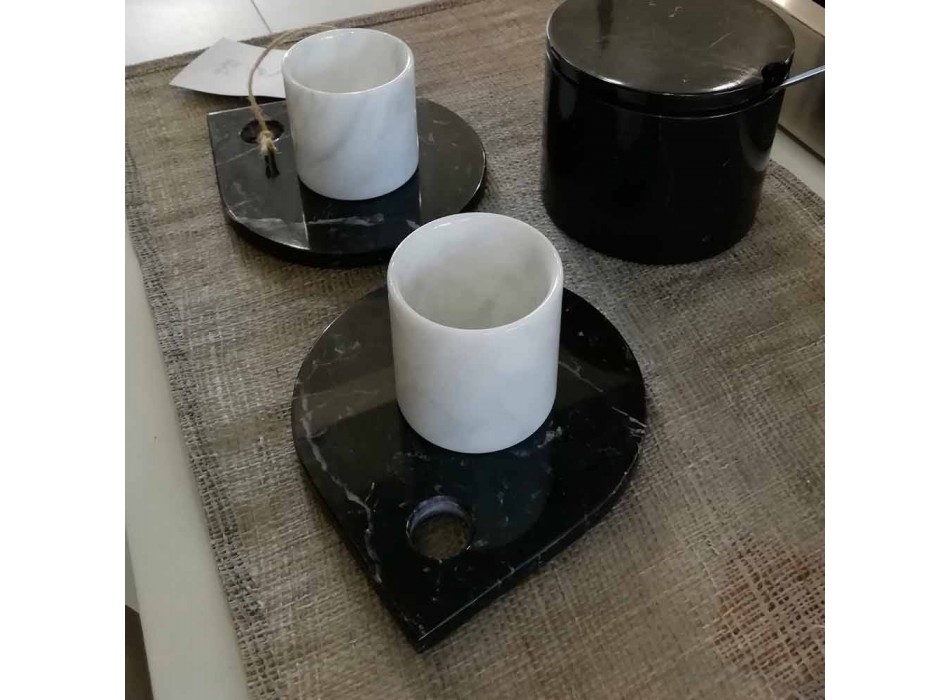 Kaffeeservice aus Carrara-Marmor und modernem Marquinia Made in Italy - Gardasee Viadurini