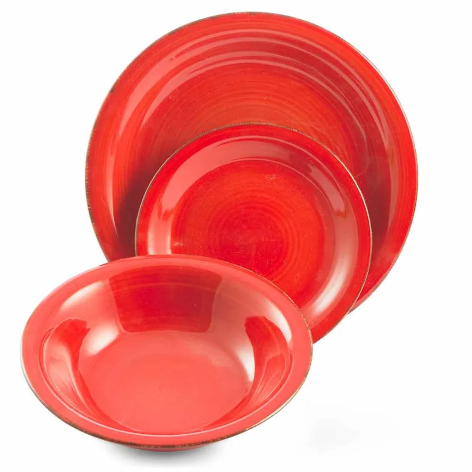 Geschirr mit farbigen Tellern 18 Stück in modernem Steinzeug - Abruzzen Viadurini