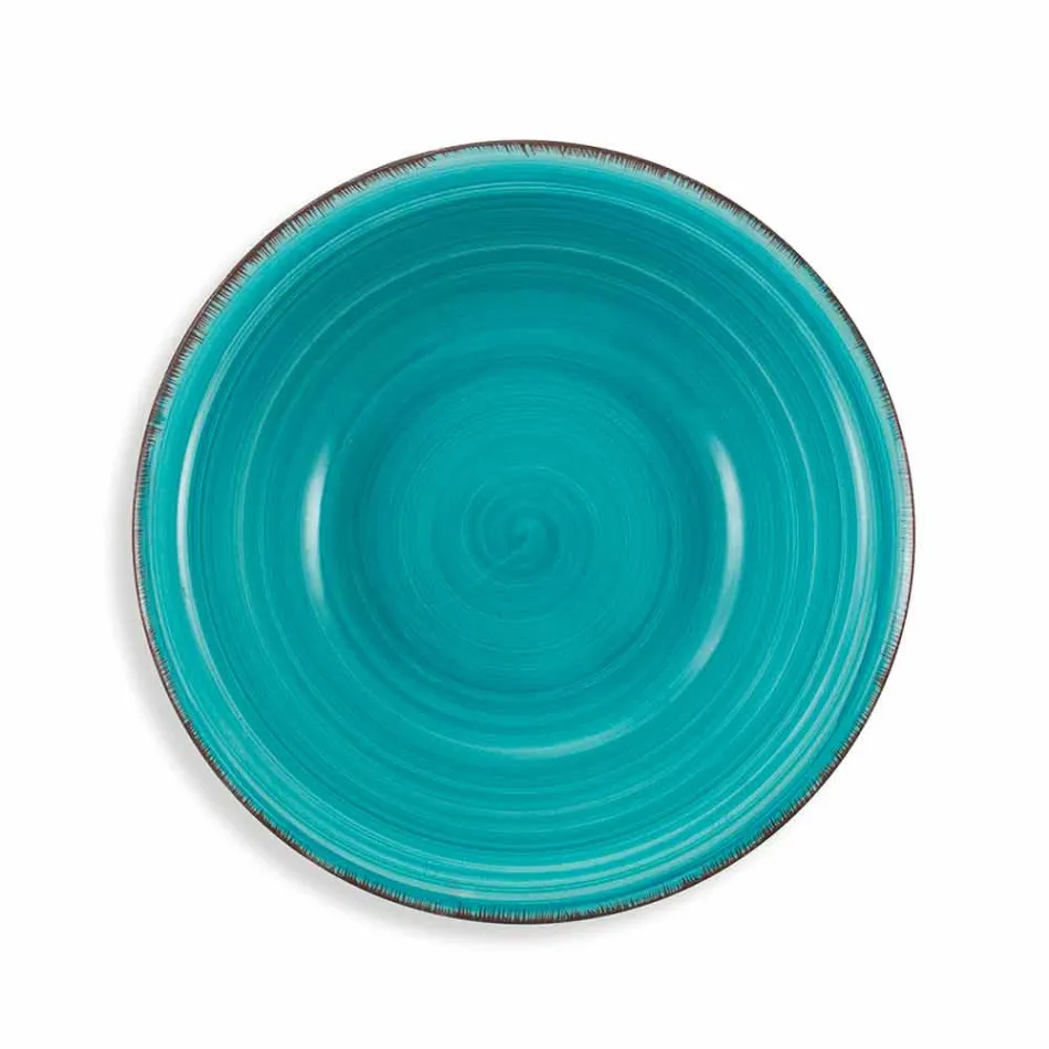 Geschirr mit farbigen Tellern 18 Stück in modernem Steinzeug - Abruzzen Viadurini