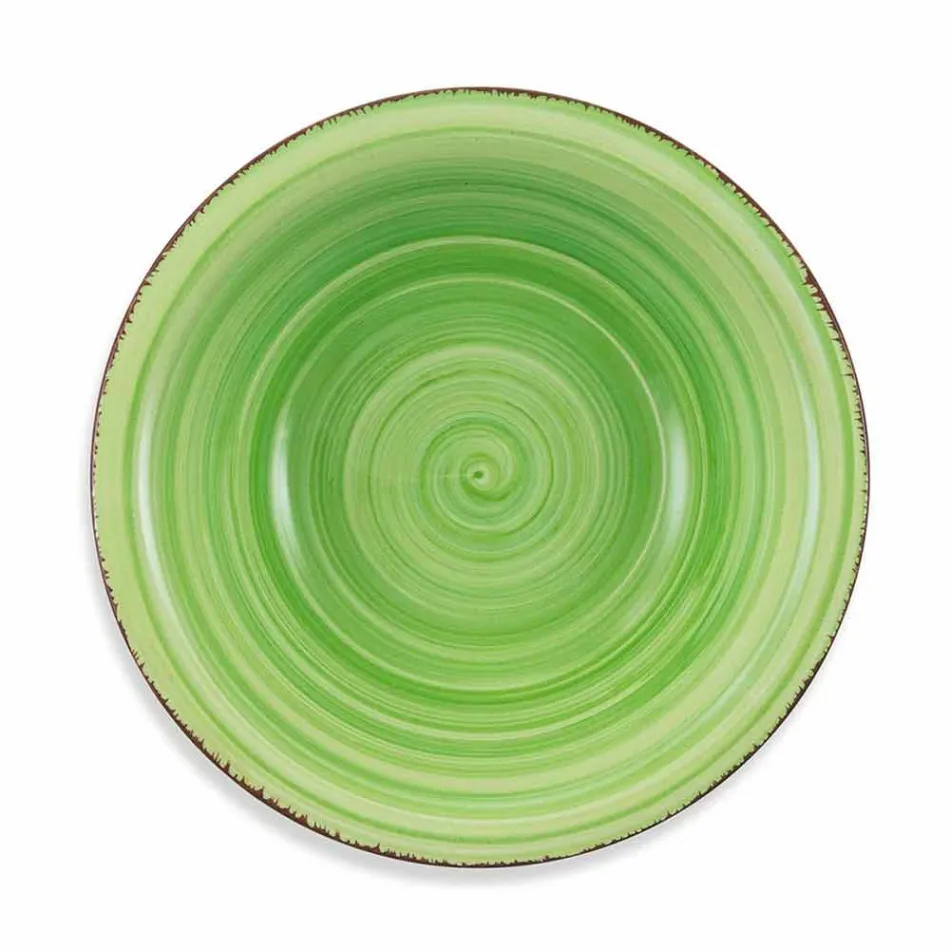 Geschirr mit farbigen Tellern 18 Stück in modernem Steinzeug - Abruzzen Viadurini