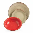 Geschirr mit farbigen Tellern 18 Stück in modernem Steinzeug - Abruzzen Viadurini