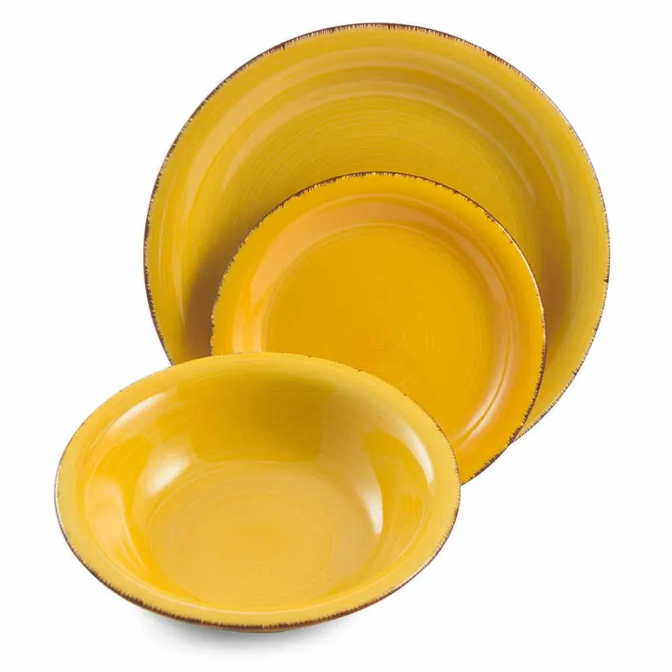 Geschirr mit farbigen Tellern 18 Stück in modernem Steinzeug - Abruzzen Viadurini