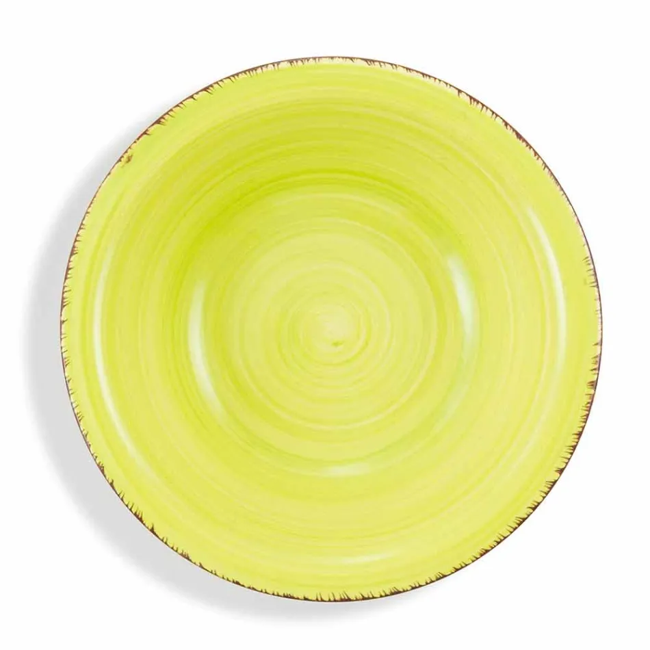 Geschirr mit farbigen Tellern 18 Stück in modernem Steinzeug - Abruzzen Viadurini