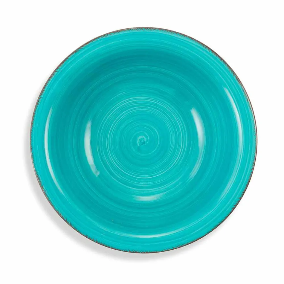 Geschirr mit farbigen Tellern 18 Stück in modernem Steinzeug - Abruzzen Viadurini