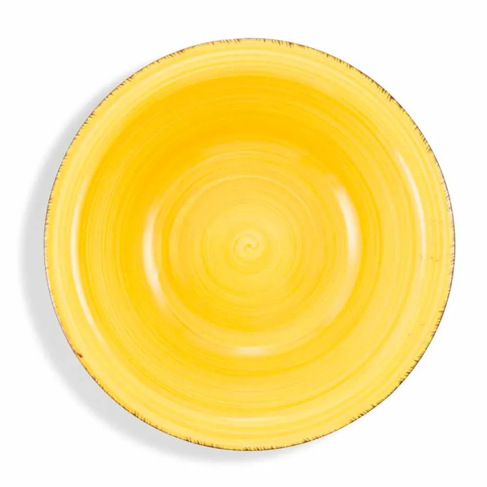 Geschirr mit farbigen Tellern 18 Stück in modernem Steinzeug - Abruzzen Viadurini