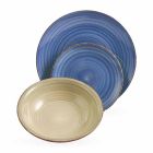 Geschirr mit farbigen Tellern 18 Stück in modernem Steinzeug - Abruzzen Viadurini
