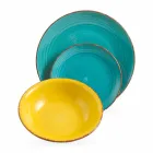 Geschirr mit farbigen Tellern 18 Stück in modernem Steinzeug - Abruzzen Viadurini