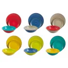 Geschirr mit farbigen Tellern 18 Stück in modernem Steinzeug - Abruzzen Viadurini