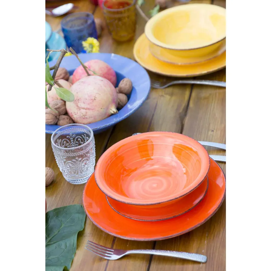 Geschirr mit farbigen Tellern 18 Stück in modernem Steinzeug - Abruzzen Viadurini