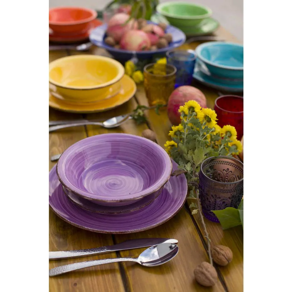 Geschirr mit farbigen Tellern 18 Stück in modernem Steinzeug - Abruzzen Viadurini