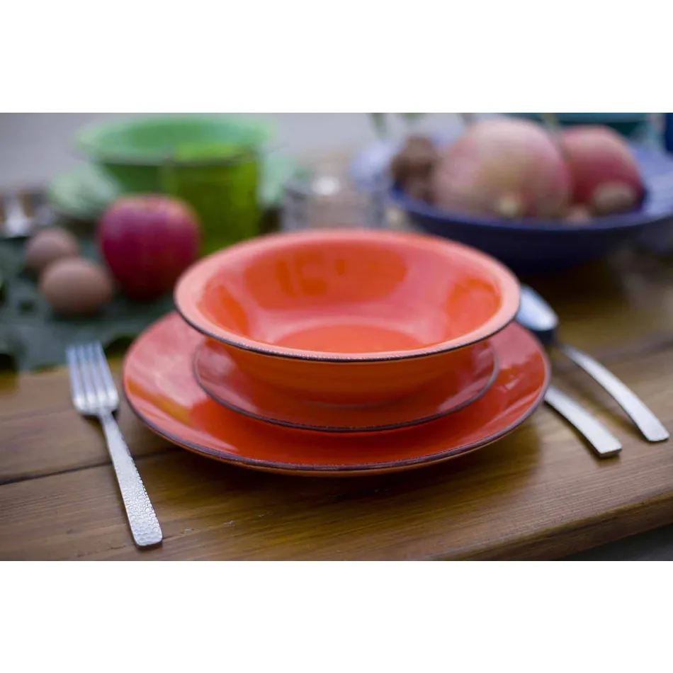 Geschirr mit farbigen Tellern 18 Stück in modernem Steinzeug - Abruzzen Viadurini