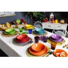 Geschirr mit farbigen Tellern 18 Stück in modernem Steinzeug - Abruzzen Viadurini