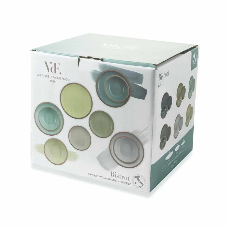 Geschirrset Farbige Teller Full 18 Pieces Design - Osteria Viadurini