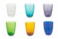 Set mit 12 modernen Farbglas-Designgläsern für Wasser - Botswana