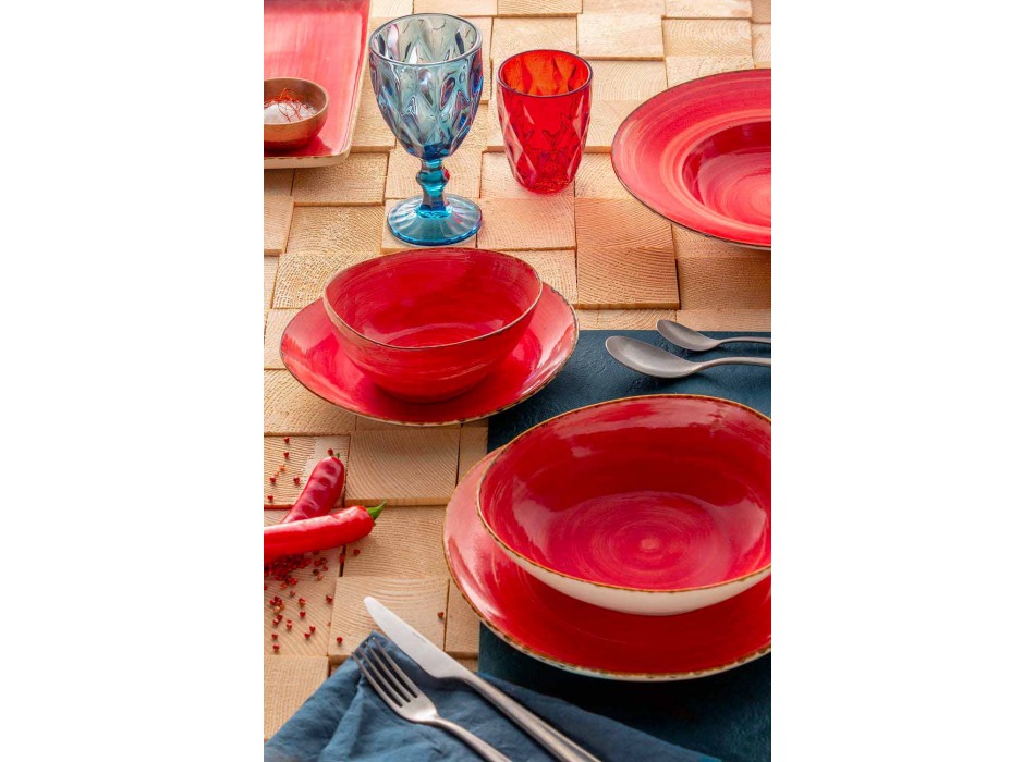 Set mit 16 modernen Design-Gerichten aus elegantem farbigem Steinzeug - Simba Viadurini