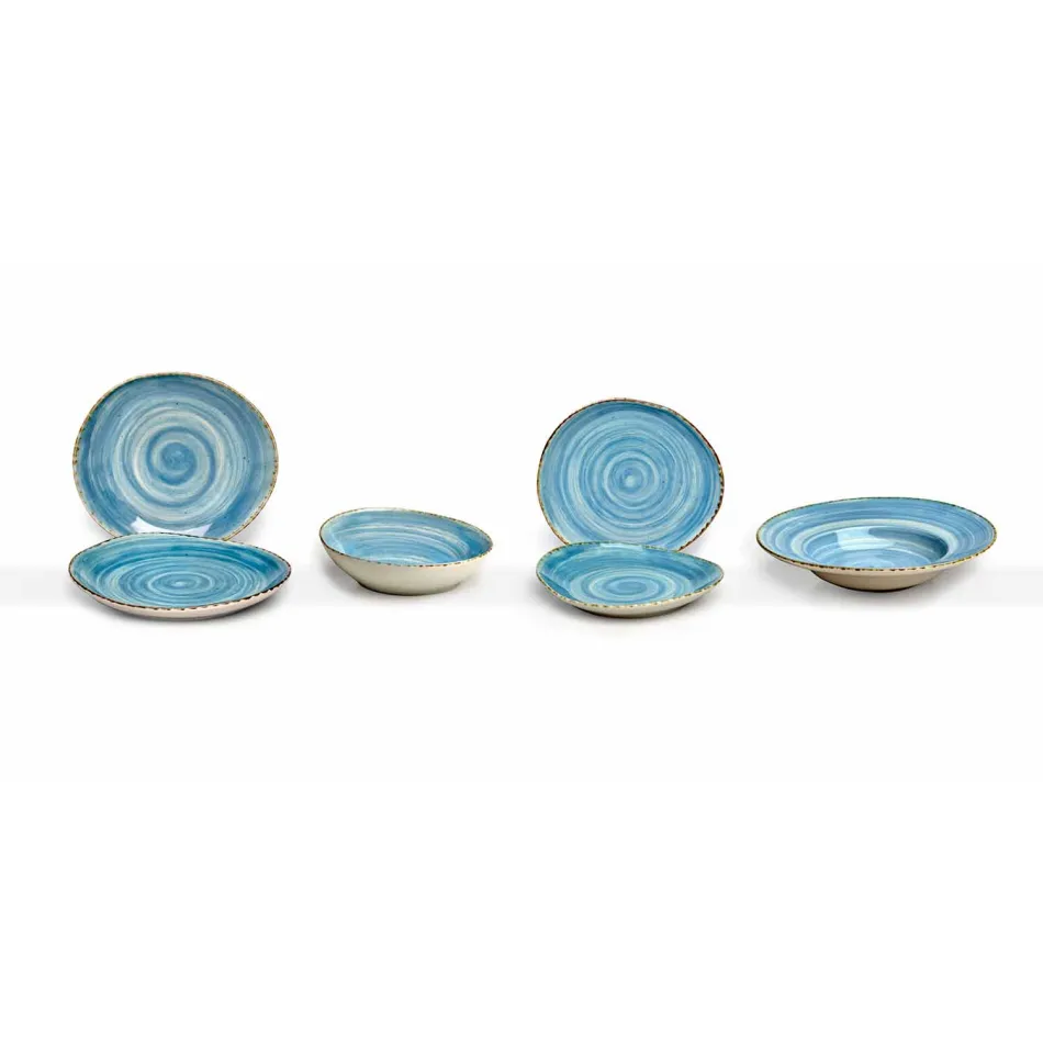 Set mit 16 modernen Design-Gerichten aus elegantem farbigem Steinzeug - Simba Viadurini