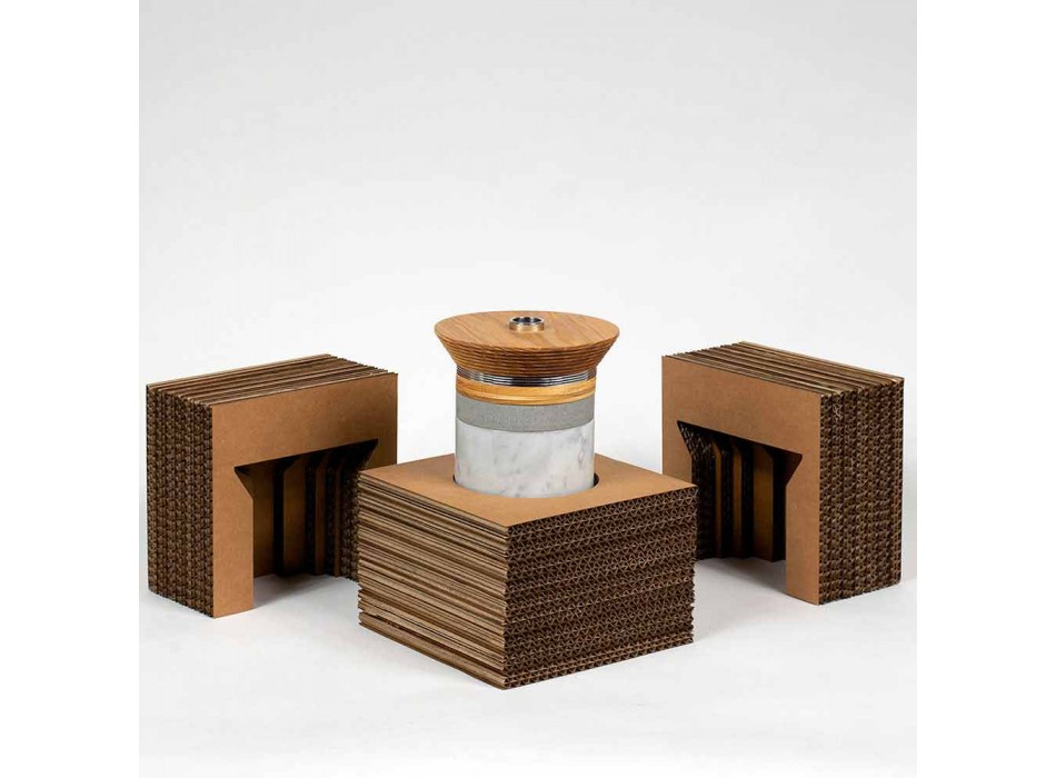 Cocktailservice Aperitif-Accessoires aus Marmor, Holz, Stahl - Norman Viadurini