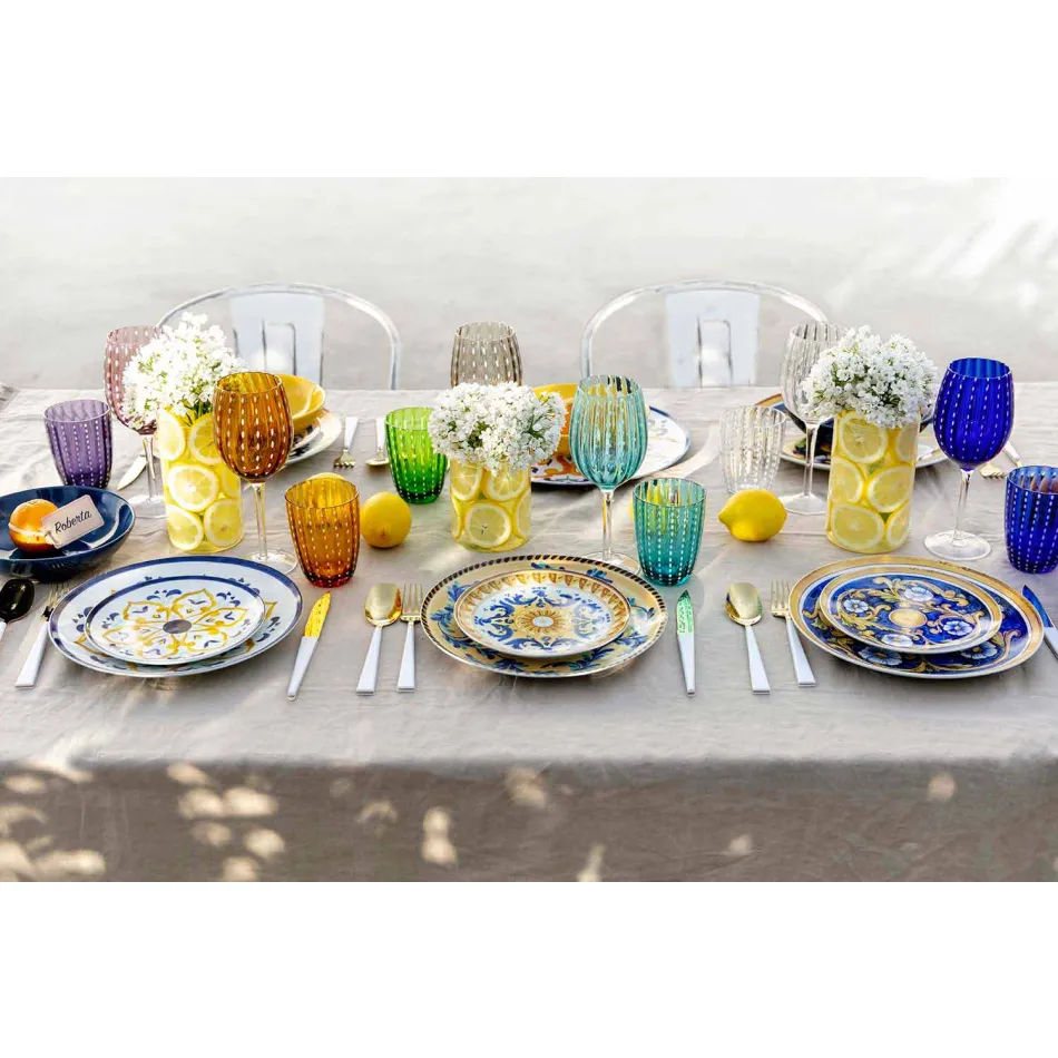 Service farbige und moderne Gerichte Geschirr Komplettset 18 Stück - Cefalu Viadurini