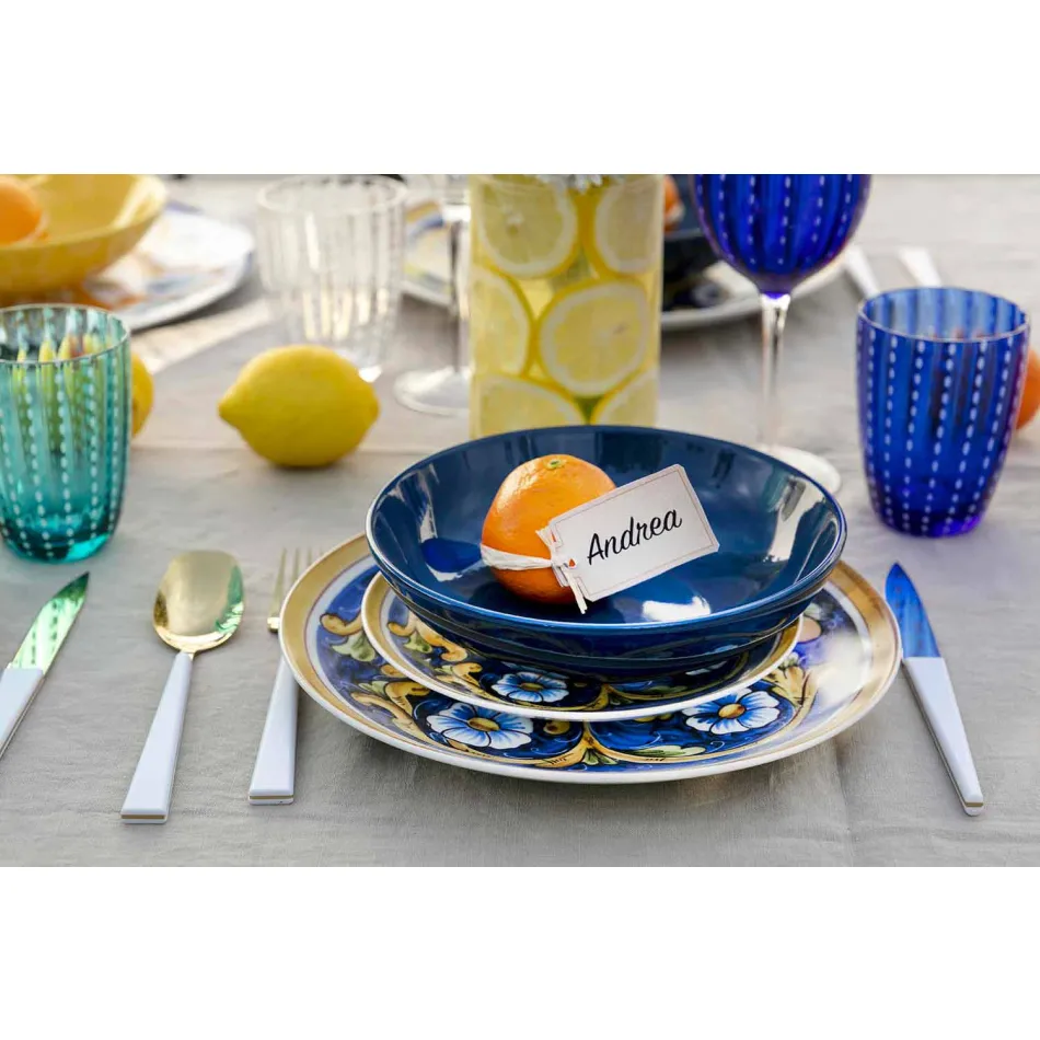 Service farbige und moderne Gerichte Geschirr Komplettset 18 Stück - Cefalu Viadurini