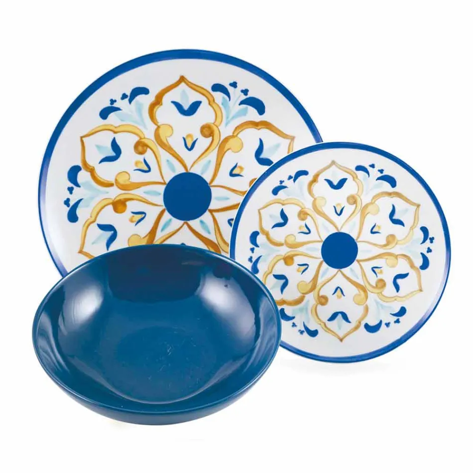 Service farbige und moderne Gerichte Geschirr Komplettset 18 Stück - Cefalu Viadurini