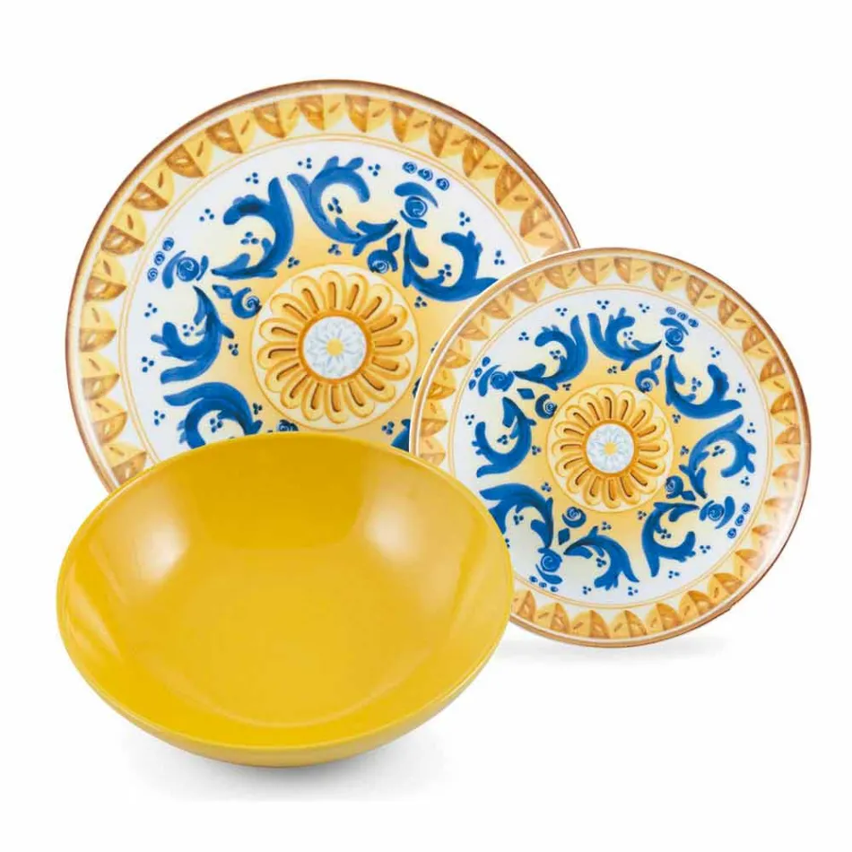 Service farbige und moderne Gerichte Geschirr Komplettset 18 Stück - Cefalu Viadurini