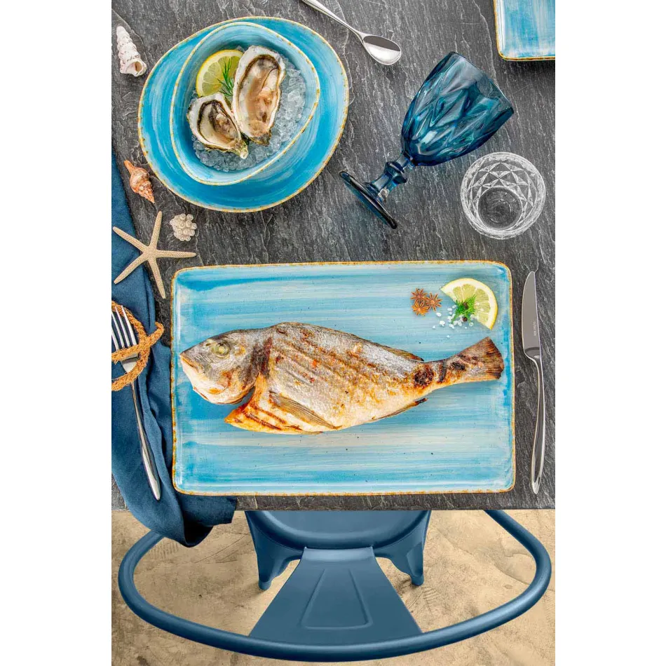 12 Stück Vorspeisenteller Service in farbigem Steinzeug von modernem Design - Simba Viadurini