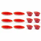 12 Stück Vorspeisenteller Service in farbigem Steinzeug von modernem Design - Simba Viadurini