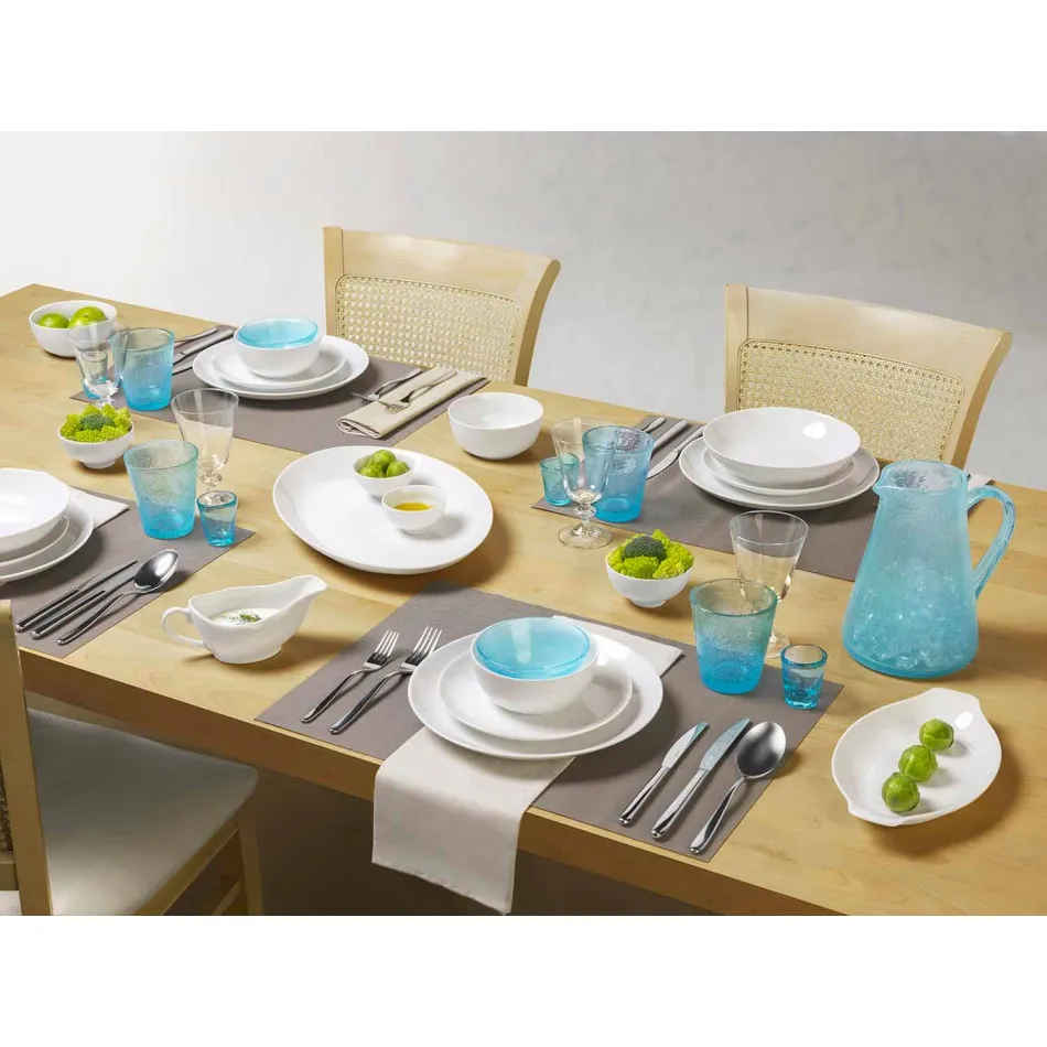 Serviergeschirr 3 Stück Modernes Design aus weißem Porzellan - Malaga Viadurini