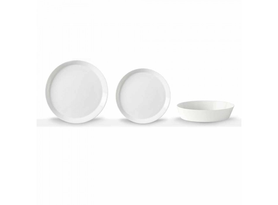 Elegantes Design Weißes Porzellan 18-teiliges Teller-Set - Egle Viadurini