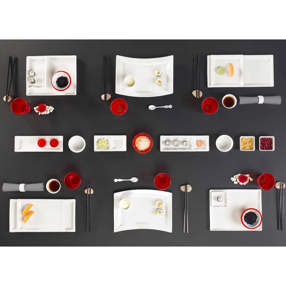 Weißes Porzellan Moderne Teller Set 25 Stück - Basal Viadurini