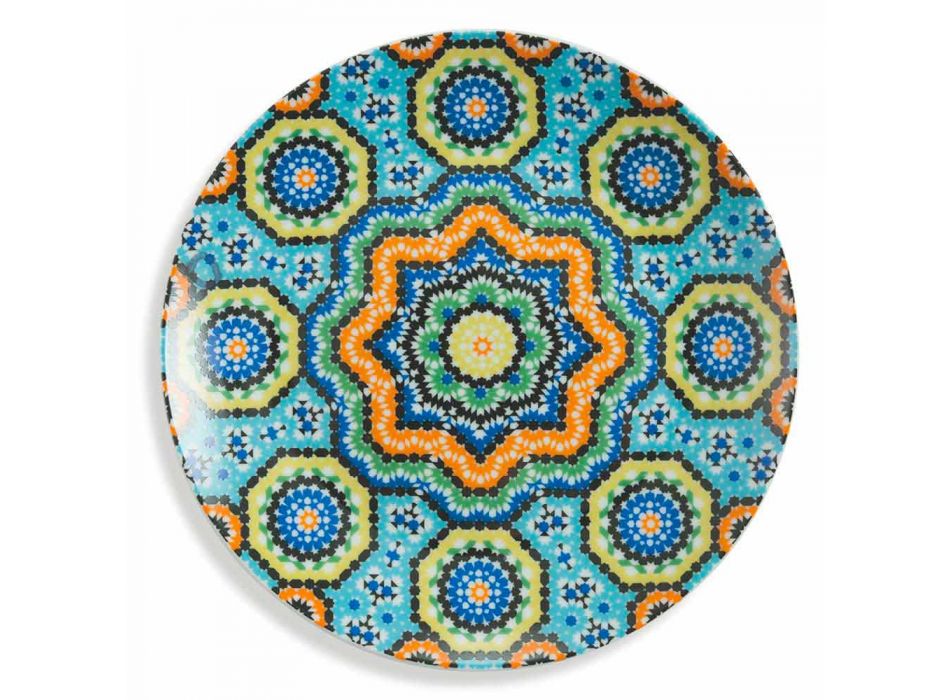 Farbige ethnische Teller Set Porzellan und Steinzeug 18 Mad - Marokko Viadurini