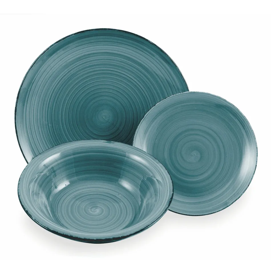 Geschirrservice in harten Dolomitblautönen 18-teilig - Abruzzen Viadurini