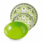 Ethnischer Geschirrservice aus Porzellan und farbigem und modernem Steinzeug 18 Stück - Fez Viadurini