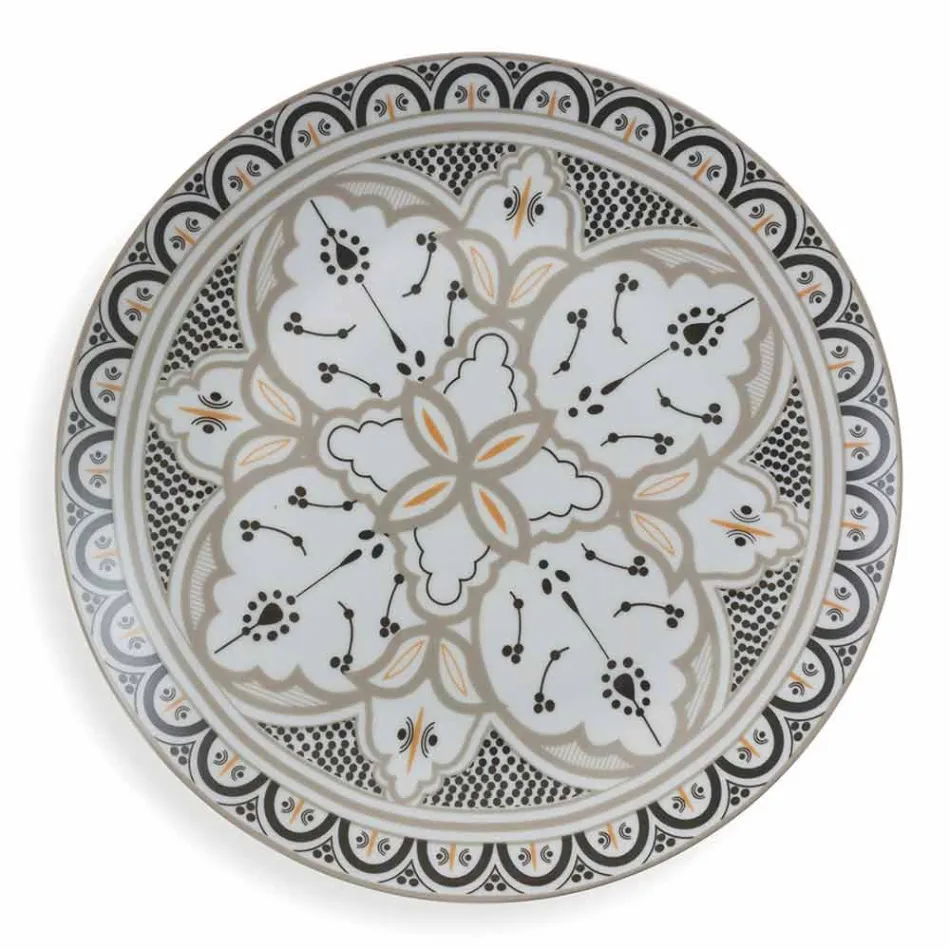 Ethnischer Geschirrservice aus Porzellan und farbigem und modernem Steinzeug 18 Stück - Fez Viadurini