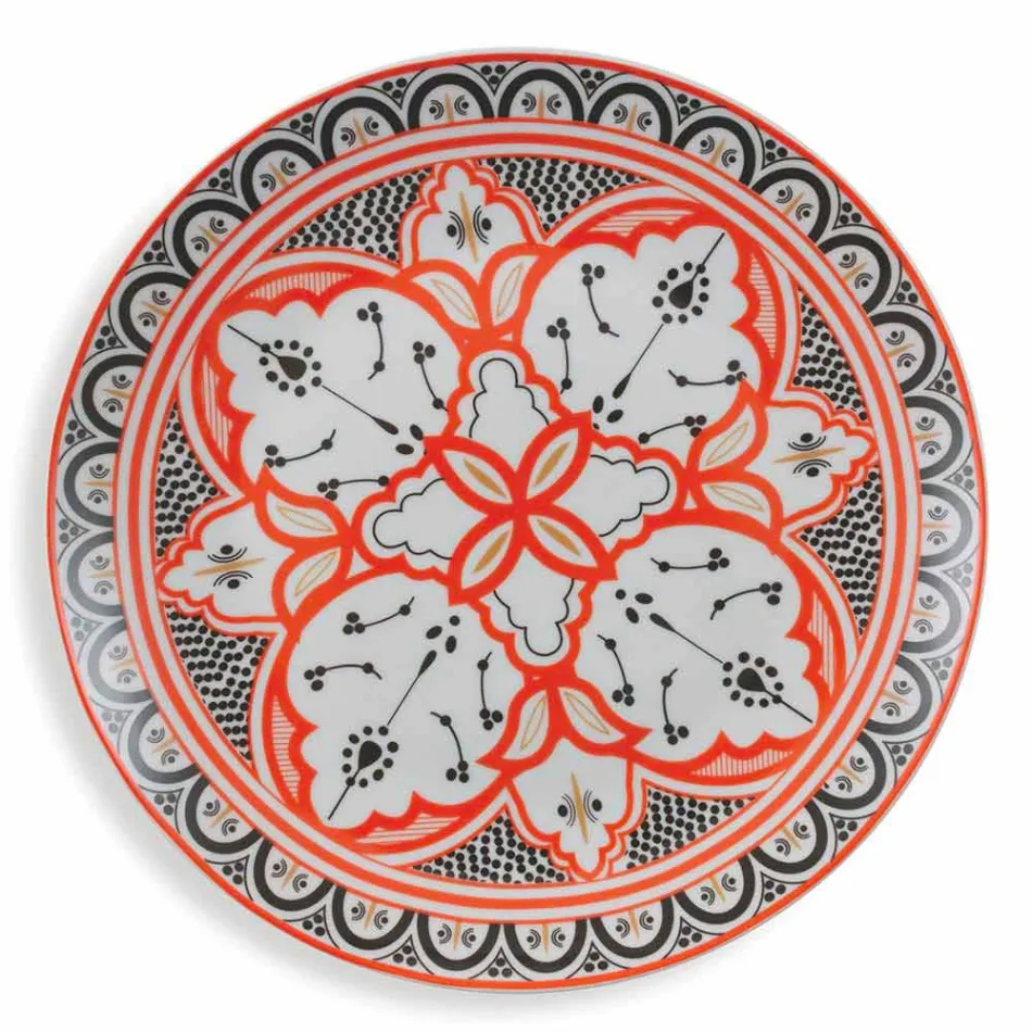 Ethnischer Geschirrservice aus Porzellan und farbigem und modernem Steinzeug 18 Stück - Fez Viadurini