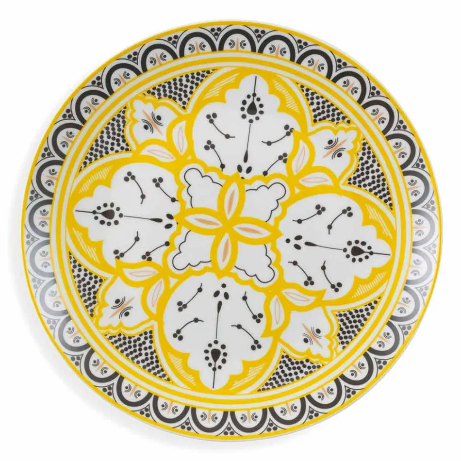 Ethnischer Geschirrservice aus Porzellan und farbigem und modernem Steinzeug 18 Stück - Fez Viadurini