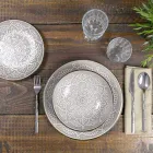 Geschirrservice in Hartdolomitgrau, Hellblau oder Blau 18 Stück - Arabisch Viadurini