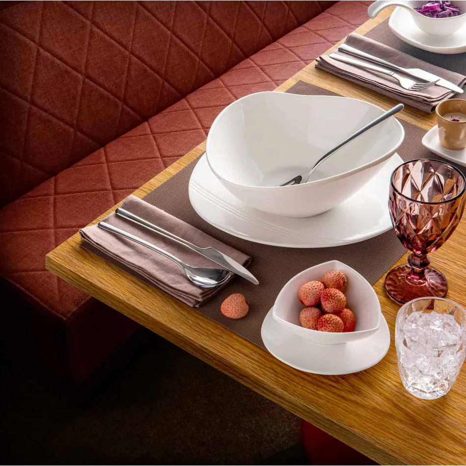 Geschirrset aus weißem Porzellan 23 Teile Modernes und elegantes Design - Nalah Viadurini