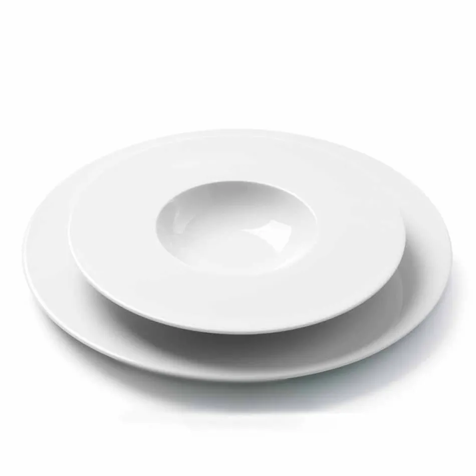 Modernes und elegantes Abendessen Abendessen Set aus Porzellan 24 Stück - Teleskop Viadurini