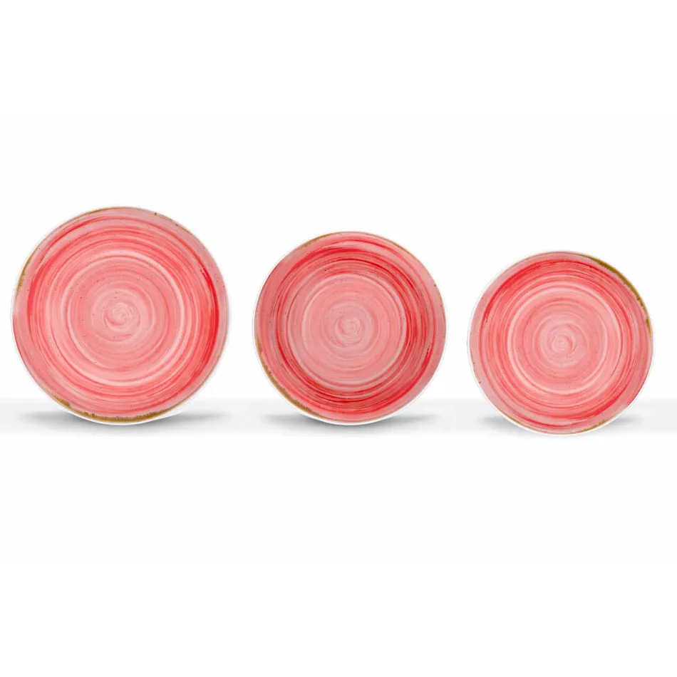 18 Stück Porzellan farbiger und moderner Teller Teller Service - Rurolo Viadurini