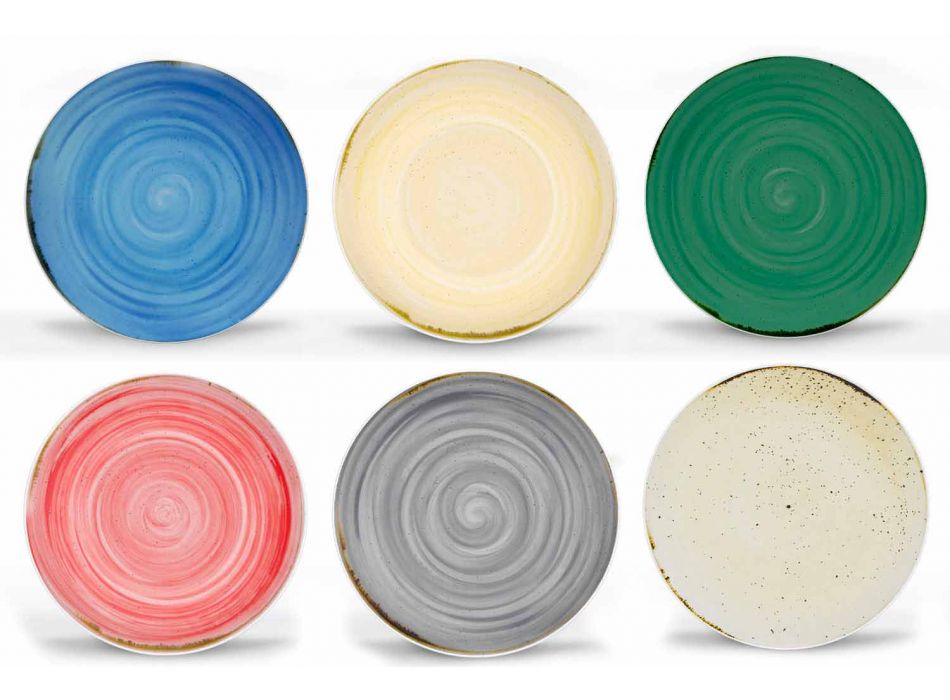 18 Stück Porzellan farbiger und moderner Teller Teller Service - Rurolo Viadurini
