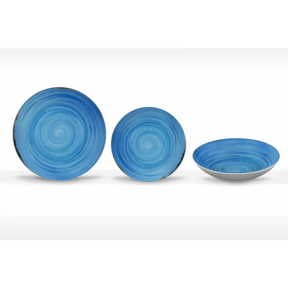 18 Stück Porzellan farbiger und moderner Teller Teller Service - Rurolo Viadurini