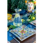 Set von modernen farbigen quadratischen Platten in Porzellan und Porzellan 18 Stück - Sommer Viadurini