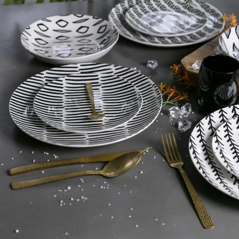 Edelstahl Besteck in Schildpattoptik, satiniert, 24 teilig - Rock Viadurini