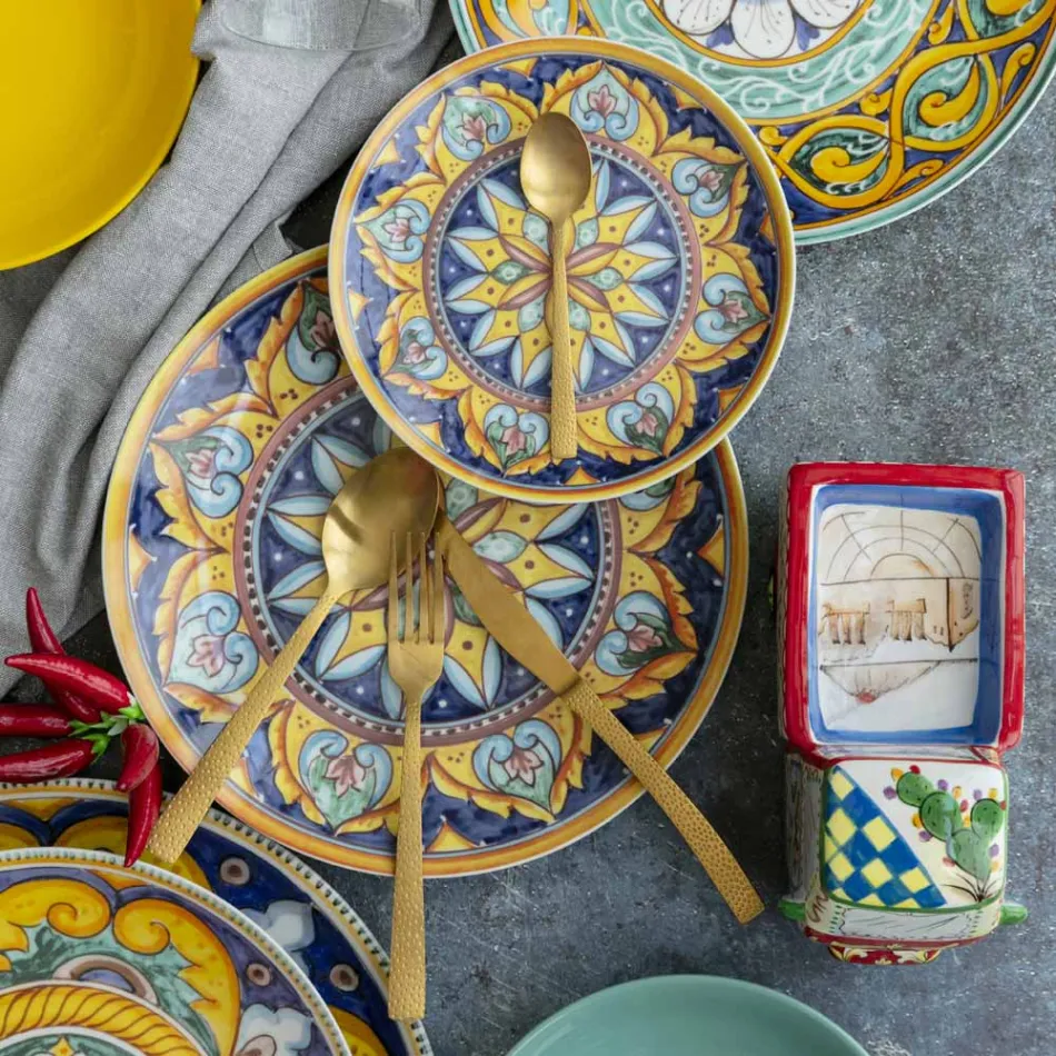 Edelstahl Besteck in Schildpattoptik, satiniert, 24 teilig - Rock Viadurini