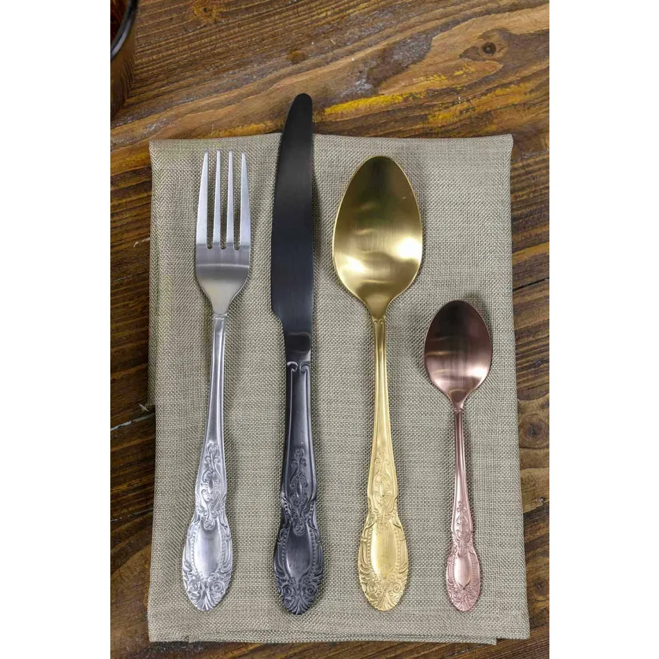 Besteckset Farbiger Satinstahl Komplettes 24-teiliges Design - Fantasie Viadurini